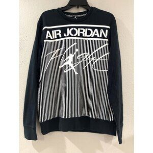 Air Jordan Flight men's graphic pullover sweatshirt black & white striped size L